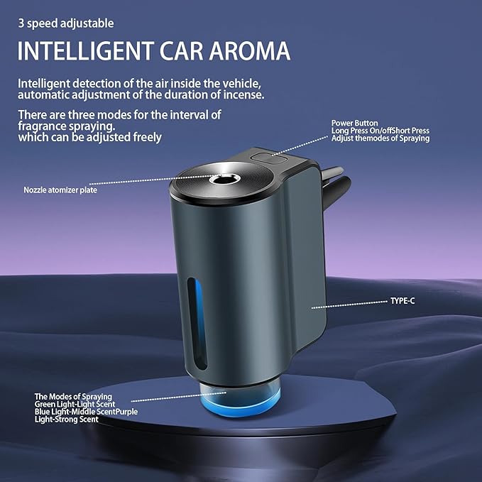 Smart Car Air Fresheners Refill Essential Oils 3PCS, Automotive Scent Dispenser Rechargeable Aromatherapy Diffuser Vent Clip for Cars, 3 Adjustable Modes (Aromatherapy Oil 3PCS)