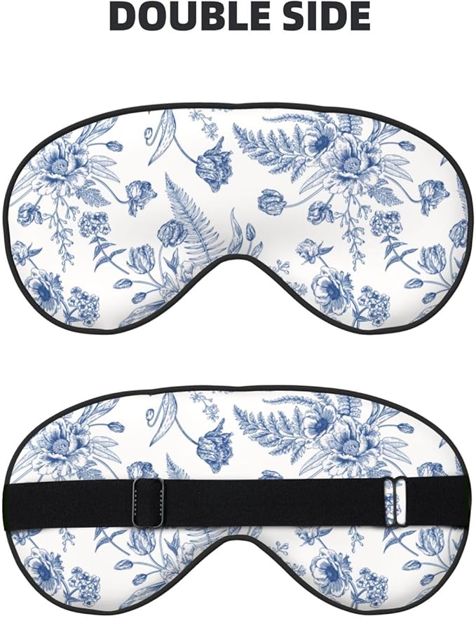 Vintage Blue Floral Peony Sleeping Eye Mask Eye Mask for Sleeping Soft Comfort Eye Shade Blackout Eye Cover for Deep Rest Travel Nap Meditation
