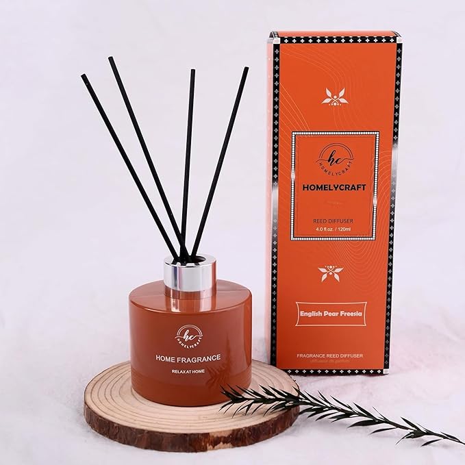 Reed Diffuser Set β 3.38 fl oz (120ml) | Premium Clean Oil Scent Diffuser with Orange & English Pear Freesia Fragrance | Elegant Home DΓ©cor, Holidays & Hotel Collection.