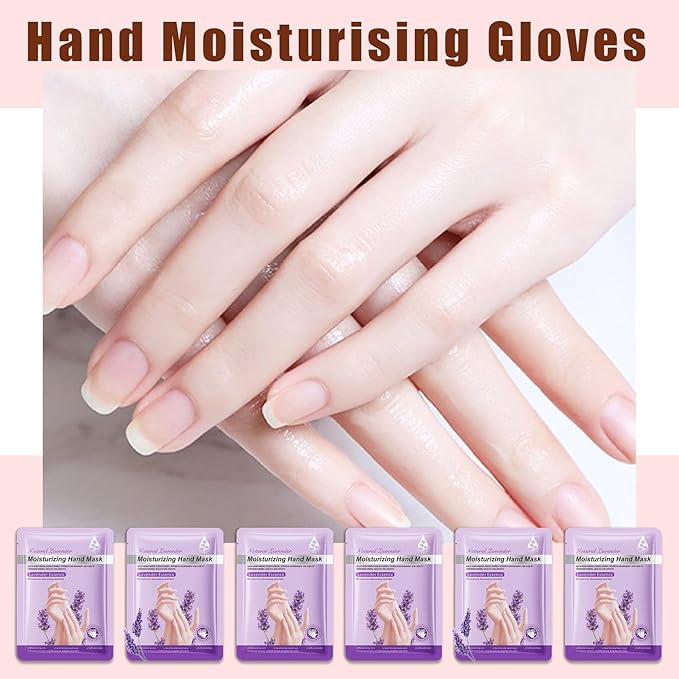 6 Pairs Hand Mask for Dry Cracked Hands,Nourishing Moisturizing Gloves,Hands Moisturizer for Deep Moisturizing,Silky Smooth Moisturizing Gloves,Hand Care Mask Set(A)