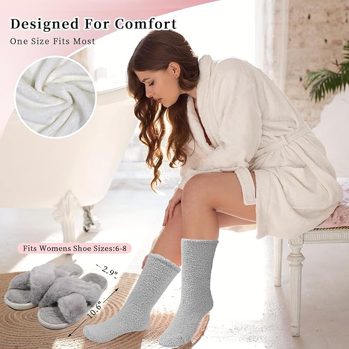 Birthday Gifts for Women,Spa Robe and Slippers Set, Bathrobe With Silky Satin Sleep Mask, Scented Candle Self Care 7 Pack Suitable for Christmas Thanksgiven Day Grey