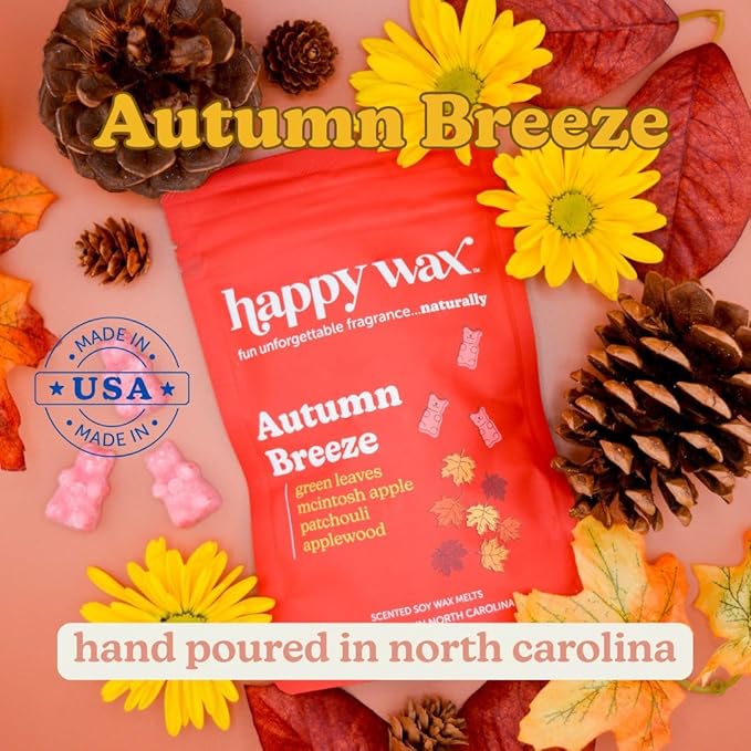 Happy Wax Forever Fall Collection Scented Natural Soy Wax Melts – 6 Total Oz. Collection Includes Apple Picking, Pumpkin Spice Latte and Autumn Breeze