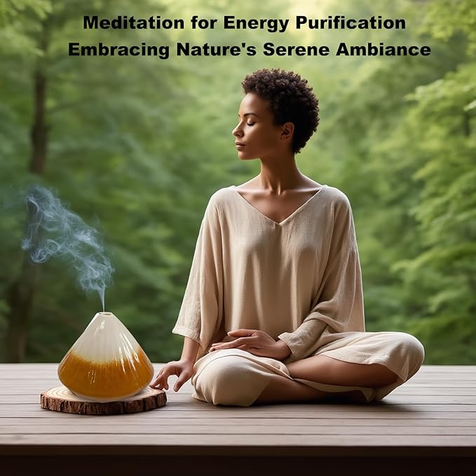 Ceramic Palo Santo Holder, Fuji Mountain Shape Incense Stick Burner for Yoga, Meditation,and Energy Cleansing Shower, Anxiety Relief for Women, Meditation Gifts with Gift Box (Brown and White)