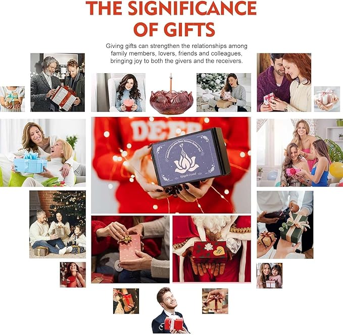 Incense Holder Burner with 40 Incense Sticks Resin Crystal Lotus Flower Incense Holder for Inserting Incense Removable Ash Collector for Meditation Room and Home Decor (Strawberry Quartz, 3.15")