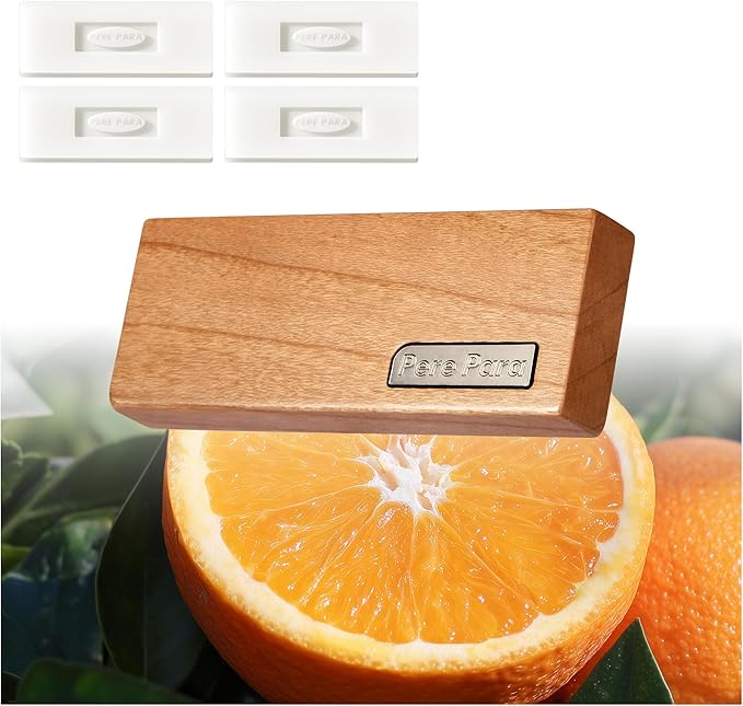 4 Refreshing Scent Bags Wood Car Air Freshener Vent Clip (Burlywood, Summer Night)- Natural Scent Diffuser for Car, Truck & SUV Premium Essential Oil Starter Kit Gift for Men & Women