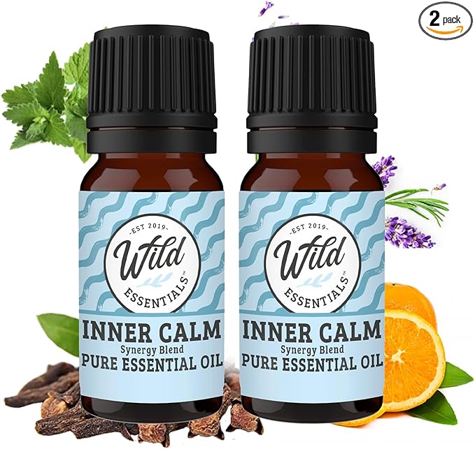 Wild Essentials Exquisite Signature Essential Oil Blend Inner Calm, Two 10 ML Bottles - Pure Essential Oils Synergy Blend, New Label, Same Formula