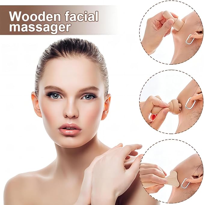 16Pcs Wood Therapy Massage Tools Set, Maderoterapia Kit for Body Sculpting, Lymphatic Drainage & Deep Tissue Massage, Wooden Fascia Roller for Face & Full-Body Muscle Pain Relief