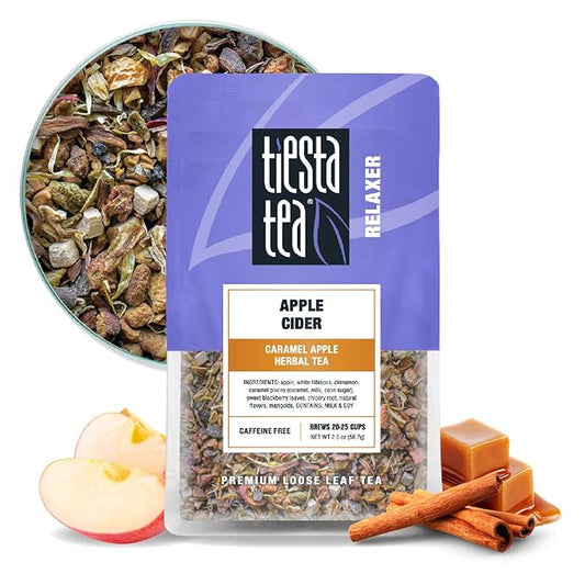 Tiesta Tea Apple Cider, Premium Loose Leaf, Caramel Apple Herbal Tea, Non-Caffeinated, Real Fruit, Herbs and Spices, Relaxing Tea BlendsHot or Iced Brew Up to 20-25 Cups, 2oz Resealable Pouch