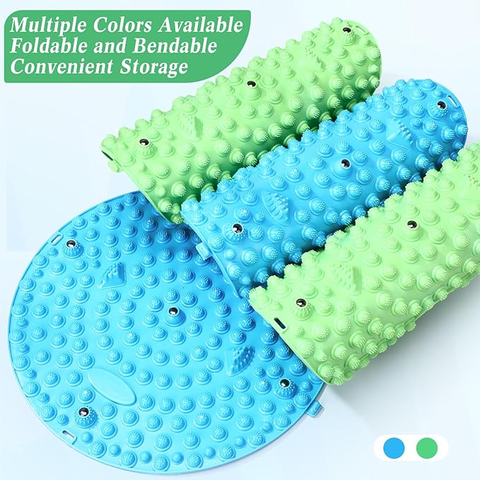 4 Pack Foot Massager Mat Foot Reflexology Pad with Magnetic Relaxation Massage Feet Pressure Point Pad Anti Fatigue Walk Stone Acupoint Mat Particle Portable Massage Tool (Blue and Green)