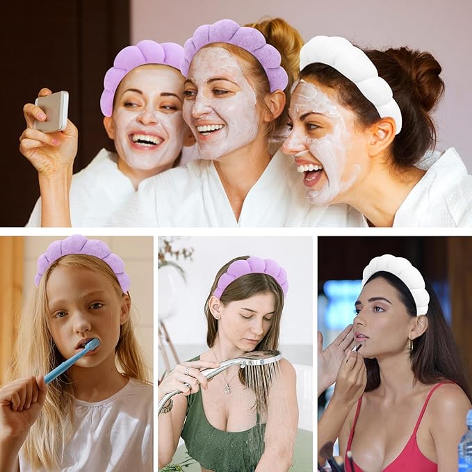 3 Pack Spa Headbands for Washing Face, Skincare, and Makeup, Terry Cloth Headbands Sponge Face Wash Headbands, One Size Fits Most, Unisex, 3 Count (Pack of 1)