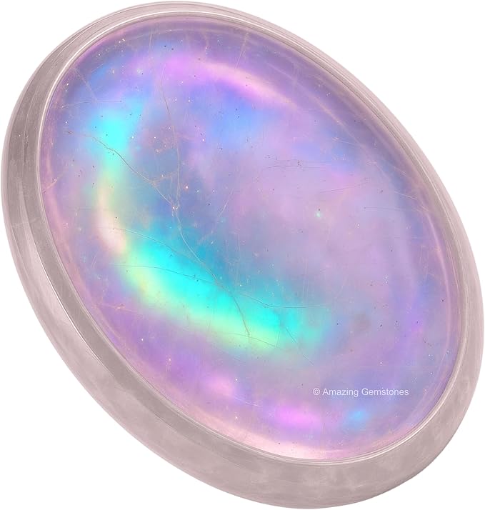 Amazing Gemstone Angel Aura Quartz Worry Stone Crystals and Healing Stones - Worry Stones for Stress Relief Gifts - Piedra Crystal Fidget for Meditation - Unique Stocking Stuffers Gifts for Women