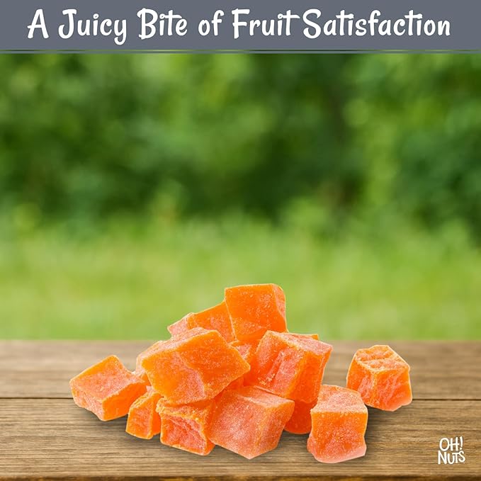 Oh! Nuts Dried Papaya Diced - 2 lb - Dried Fruit Diced - Less Sugar Added - Dehydrated Fruit Bites - Packed in New York Zip-Seal Bag for Exceptional Freshness