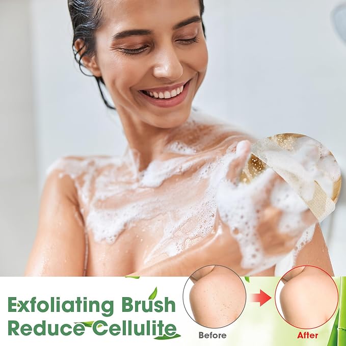 Gejoy 5 Pcs Dry Brushing Body Brush Exfoliating Brush with Massage Nodule Dry Skin Body Scrubber for Shower Bath Back Circulation Improvement Dead Skin Exfoliator (4.3 x 4.3 Inches,Wood Color)