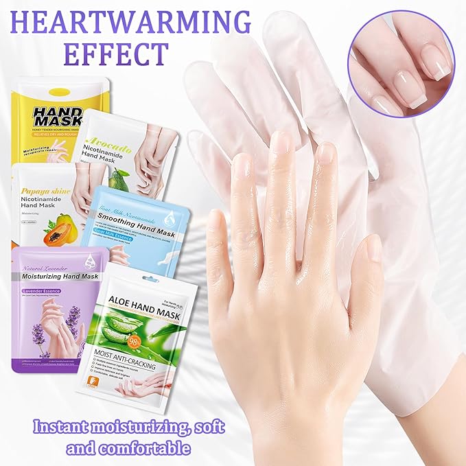 Hand Mask Moisturizing Gloves 6 Pack,Hydrating Hand Mask for Women,Soft Gloves for Dry Cracked Skin M