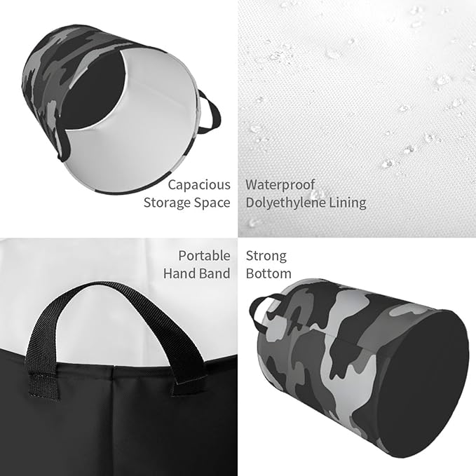 Laundry Basket Simpel Camouflage Collapsible Large Capacity,63L Dirty Clothes Basket Durable Lightweight Hamper With Handles Ideal For Clothes,Toys Home Organization size19.6"L x 15.7"W