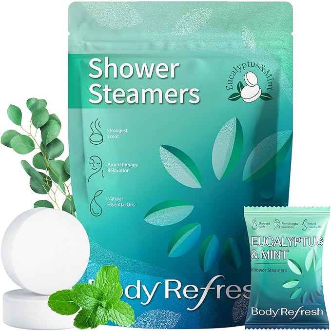 Shower Steamers Aromatherapy -18 Packs Eucalyptus Mint Shower Bombs, Birthday Gifts for Women Men, Stress Relief Self Care Eucalyptus for Shower, Thanksgiving, Halloween, Christmas Stocking Stuffers