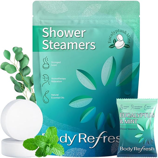 Shower Steamers Aromatherapy -18 Packs Eucalyptus Mint Shower Bombs, Birthday Gifts for Women Men, Stress Relief Self Care Eucalyptus for Shower, Thanksgiving, Halloween, Christmas Stocking Stuffers