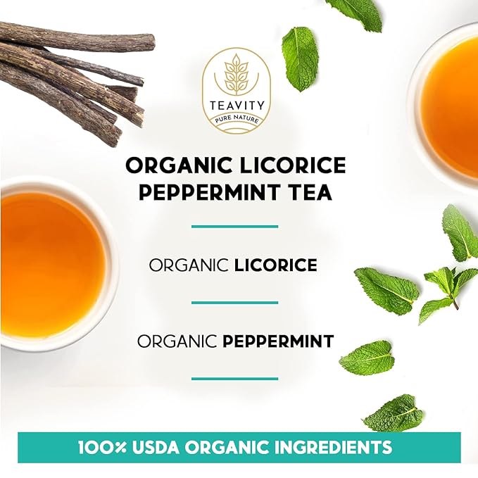 Organic Licorice Mint Tea Pods for Keurig - Natural Decaf Peppermint Tea by Teavity (24 Tea Pods)