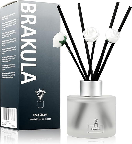 Brakula Reed Diffuser Set,Sandalwood Rose, Reed diffusers for Home, Home Fragrance Diffuser with 7 Reed Sticks for Room/Bathroom Decor 3.38 fl oz (100 ml) (Sandalwood Rose)