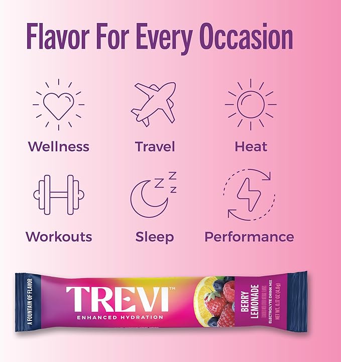 TREVI™ Sugar Free Electrolytes - Drink Mix Hydration Powder Packets - 28 Count - Berry Lemonade