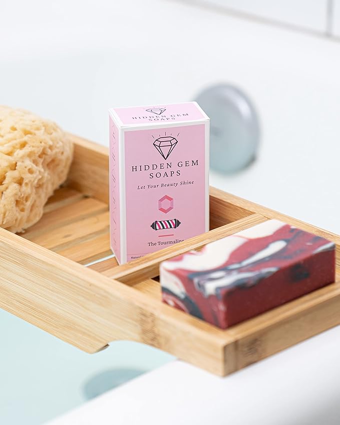 October Birthstone Tourmaline 3 Piece Gift Set All Natural Bar Soap, Bath Bomb, Shower Steamer Made in USA Palm Oil Free