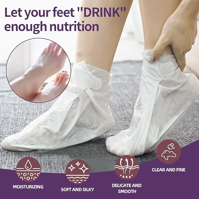 Moisturizing Foot Mask 5 Pack,Hydrating Foot Masks for Dry Cracked Feet,Moisturizing Socks Dry Skin Moisturizer for Soft and Smooth Touch Feet,Foot Care Spa Gifts for Women Men Stocking Stuffers