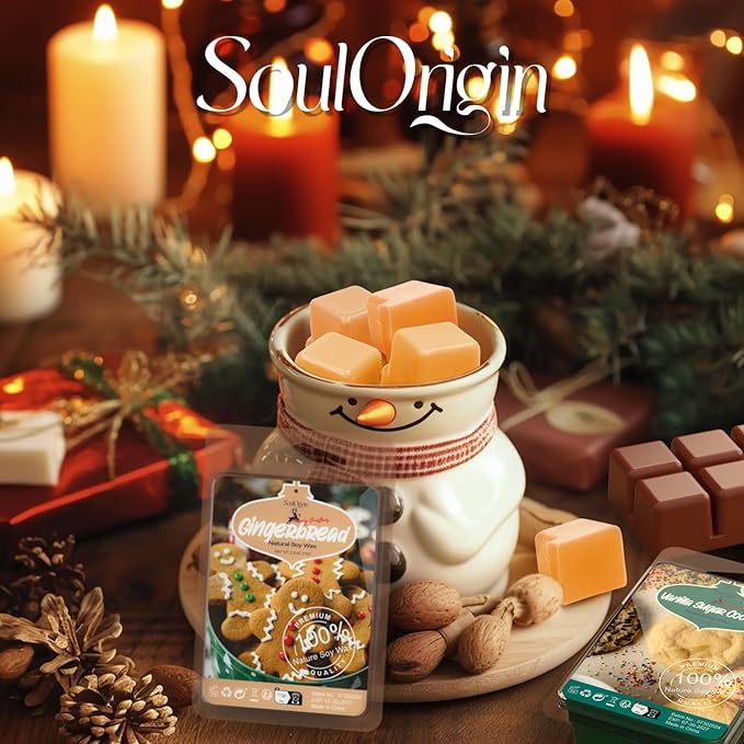 Christmas Wax Melts,Scented Soy Wax Cubes Set for Wax Warmer-Christmas Cake, Eggnog,Candy Canes, Gingerbread, Mistletoe, Christmas Pudding, Hot Chocolate, and Vanilla Sugar Cookies, 8x2.5oz