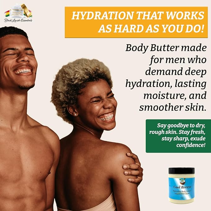 Ultra-Soft Shea Body Butter, Dry Skin Cream for Radiant Moisturized Skin, Natural Hydrating Body Lotion with Aloe Vera, Argan Oil, Rosehip Oil, (Cool Breeze, 8oz)