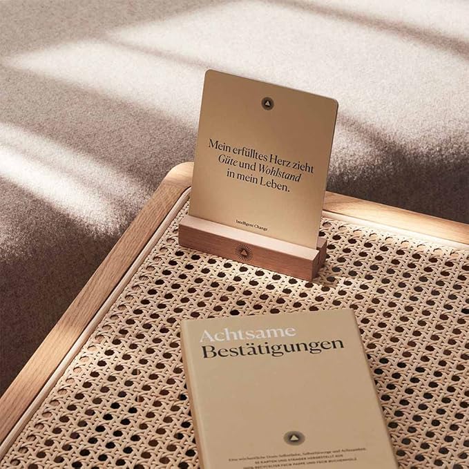 Intelligent Change German Mindful Affirmation Cards, Daily Words of Encouragement Cards, Self Affirmation Inspirational Gifts, Self Care Box of Positive Affirmations, Display Stand, Deck of 52