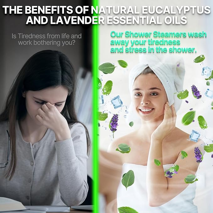 Shower Steamers Aromatherapy 18 Pack Gifts for Women Birthday Christmas Stocking Stuffers White Elephant Natural Essential Oils Stress Relief Mint Lavender Relaxation for Mom her him Men Teens Adults