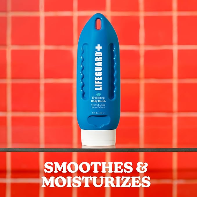 LIFEGUARD Exfoliating Body Scrub - Sea Salt & Kelp, Exfoliates and Deeply Hydrating, Moisturizing for Smooth Skin, Gentle for Sensitive Skin - 8 fl. oz.