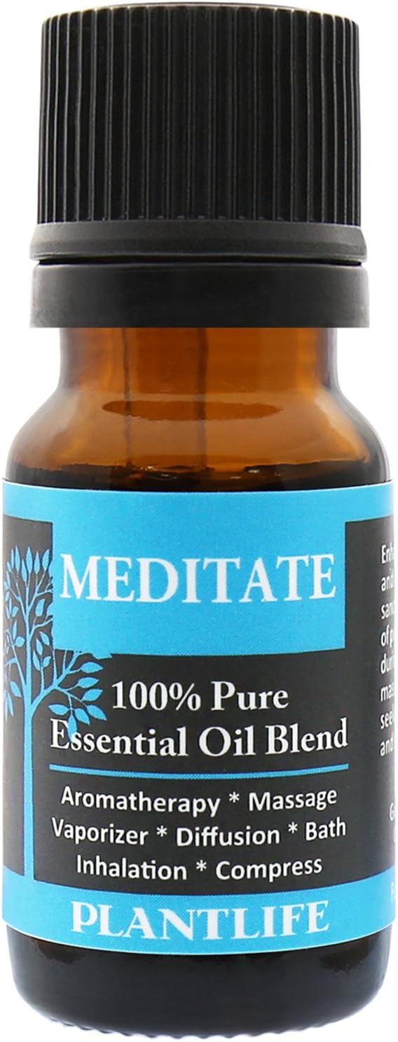 Plantlife Meditate Aromatherapy Essential Oil Blend - Straight from The Plant 100% Pure Therapeutic Grade - No Additives or Fillers - Made in California 10 ml