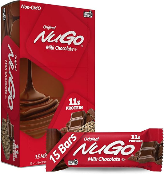 NuGo Protein Bar, Chocolate, 11g Protein, Gluten Free, 15 Count