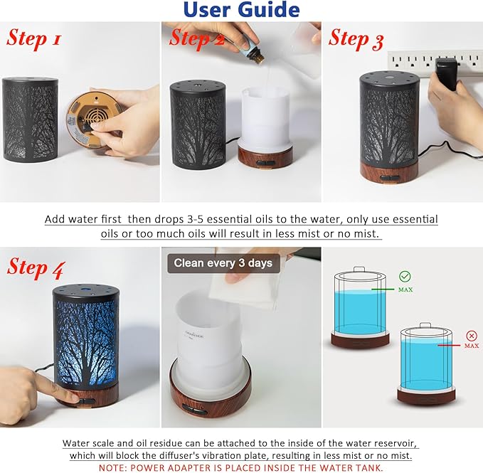 Oil Diffuser with Essential Oils Set – Aromatherapy Oil Diffuser 150ml with 6 Essential Oils Set, Cool Mist Diffusers for Essential Oils, Waterless Auto Shut-Off,7 Colors Night Light, Gifts for Mom