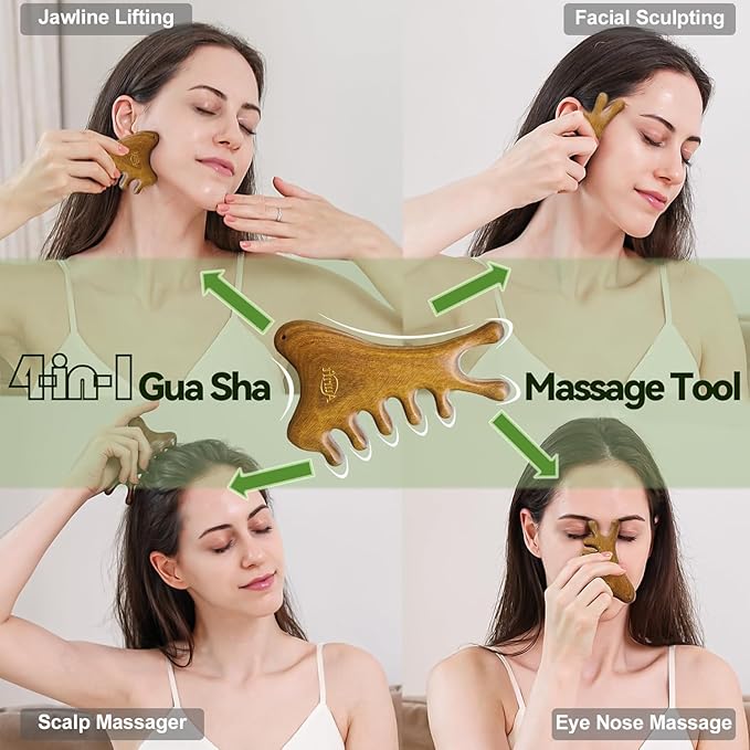 4Pcs Wood Therapy Massage Tools Lymphatic Drainage Massager Wooden Massager Body Sculpting Tools for Maderoterapia,Anti-Cellulite,Pain Relief