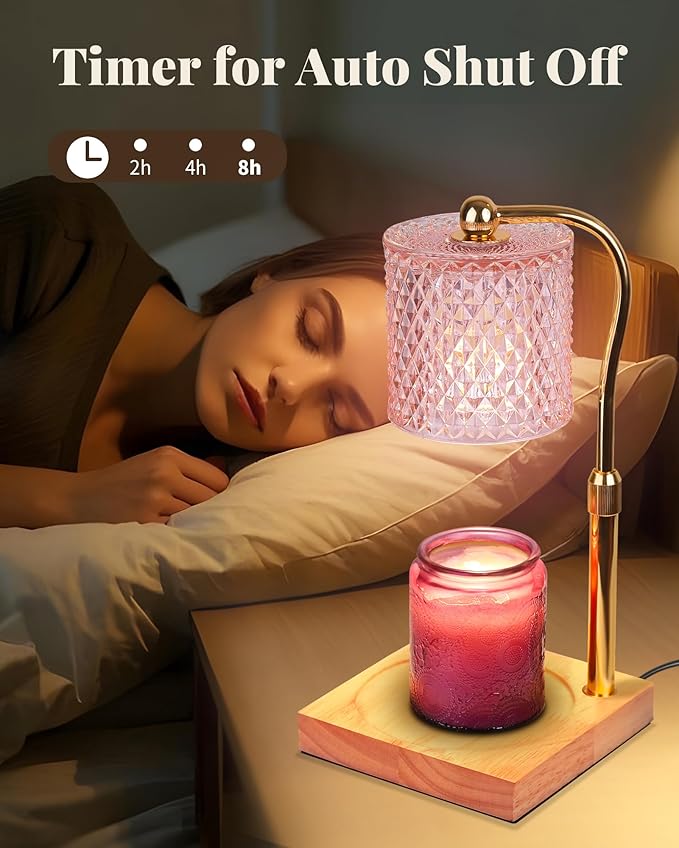 Candle Warmer Lamp with Timer Dimmer Adjustable Height, White Elephant Gifts for Women, House Warming New Home Decor Gifts for Mom, Electric Wax Warmer for Jar Candles, Pink