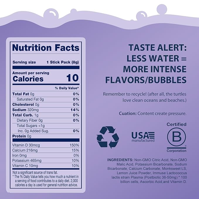 Bobelo Self Carbonating Hydration Drink | Lavender Lemonade 15 Count | Low Calorie, Electrolytes Powder Packets Drink Mix | Sparkling Water & Soda Alternative | Keto Friendly | Water Enhancer Sugar Free