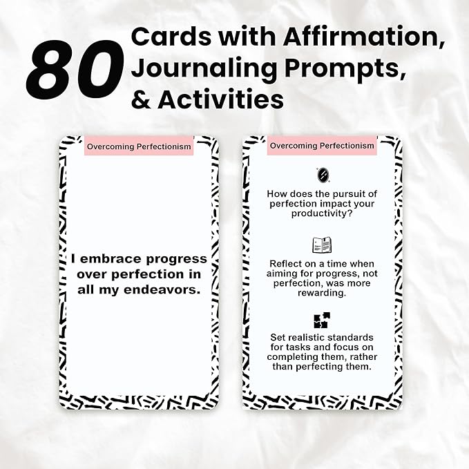 Positive Daily Affirmation Cards at Work for Men Women - Self Care Inspirational Manifest, Stress Relief, Manifestation & Motivation Gift - Boss & Coworker Gifts 80 Journal Prompt Card Deck with Stand