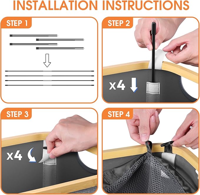 Laundry Basket Clothes Hamper with Lid and Pocket Large Collapsible Laundry Baskets with Handle, Freestanding Hampers for Bedroom Aesthetic, Dorm, Bathroom, Laundry Room (80L,Light Grey)