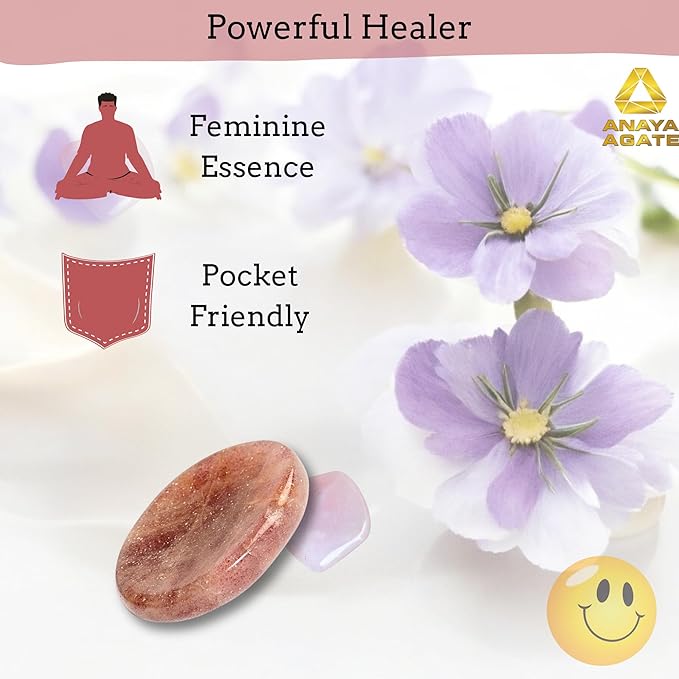Strawberry Quartz Worry Stones – Crystal Thumb Worry Stone for Anguish, Stress – Relaxing and Soothing Balance Stones for Meditation, Stress Relief – Healing Stones and Crystals for Men and Women