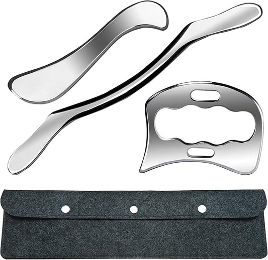 Rovulove 3 in 1 Professional Muscle Scraper Tool Set,IASTM Physical Therapy Massage Tools with Storage Case,Muscle Scraping Tool