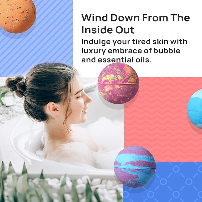 Lagunamoon Bath Bombs for Kids, Women - Bubble Bath Shower Salts for Women - Relaxing Bathbombs Set - Bath Essentials Shower Bubble Steamers (12-Pack Bath Bombs)