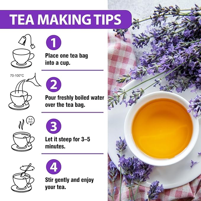 HERBOGANIC Lavender Herbal Tea - Relaxation and Delicate Aroma | Soothing and Refreshing Blend | Natural Ingredients | 20 Tea Bags