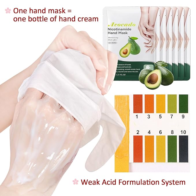 Hand Masks Moisturizing Gloves,6 Pairs Hydrating Hand Peel Masks Gift Set for Dry Cracked Hands Care,Long-lasting and Non-greasy Hand Moisturizer Gloves for Women J