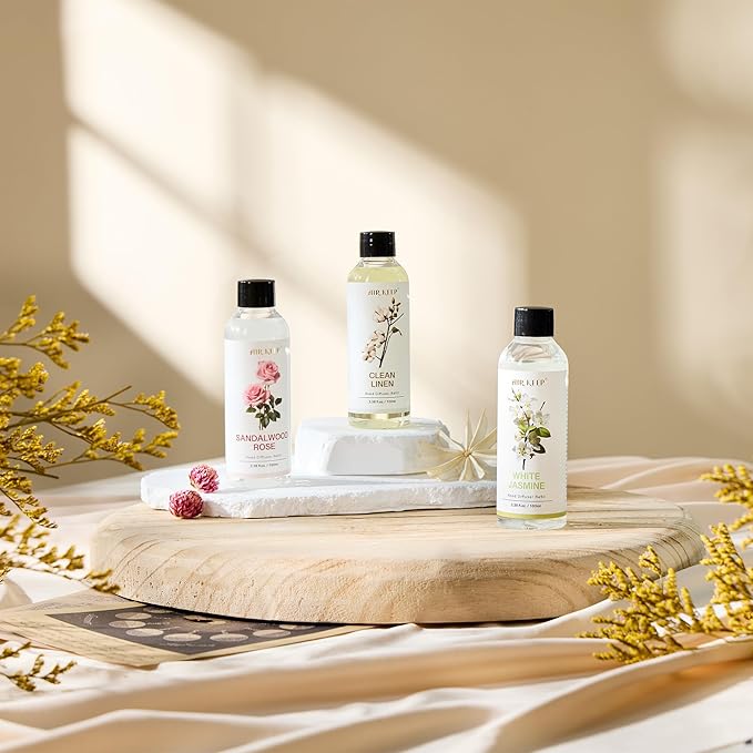 Airkeep Reed Diffuser Oil Refill/Clean Linen/3.38oz(100ml/1 Pack/Scented Oil Refill for Reed Diffuser Home Fragrance for Bedroom, Bathroom Office Home Decor