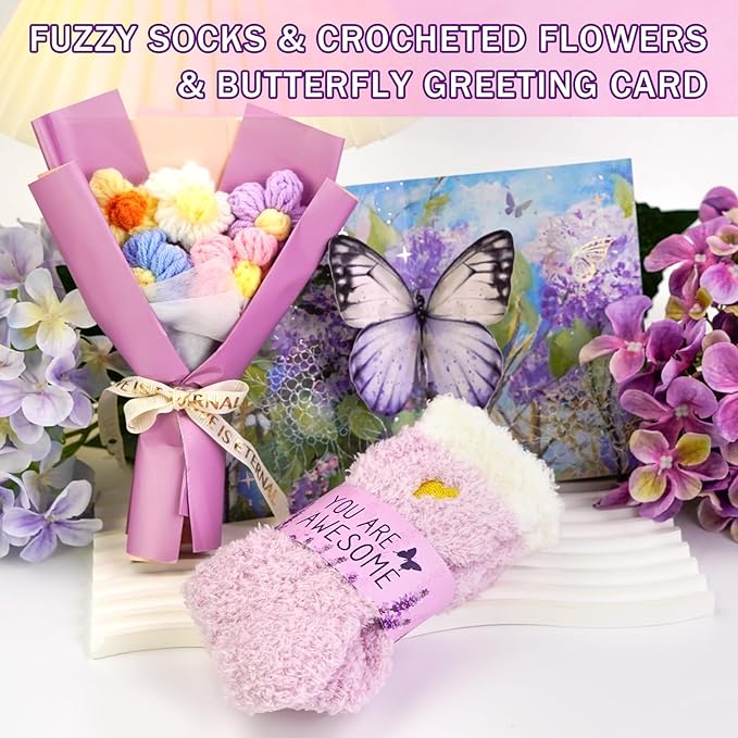 Birthday Gifts for Women Friendship Self Care Package Gifts for Women Get Well Soon Gift Baskets Relaxing Blanket Gifts Box for Sister Mom Wife Friend Her Fantasy Box (Purple)