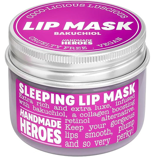 100% Natural Vegan Lip Butter Sleeping Lip Mask, Overnight Lip Moisturizer and Conditioner for Dry Lips. Intensive Lip Balm and Lip Therapy Skin Care with Mango butter (Bakuchiol - Collagen Boosting)