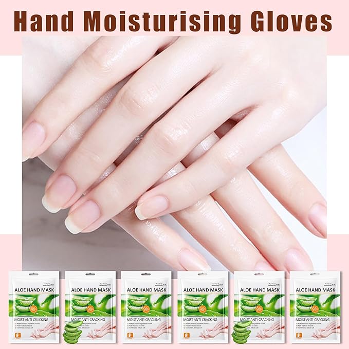6 Pairs Hand Mask for Dry Cracked Hands,Nourishing Moisturizing Gloves,Hands Moisturizer for Deep Moisturizing,Silky Smooth Moisturizing Gloves,Hand Care Mask Set(N)