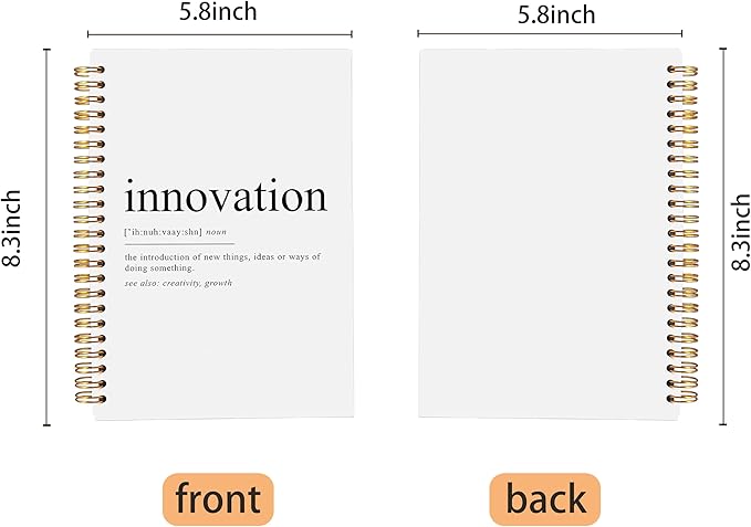 Innovation Definition Inspirational Notebooks, Motivational Journal for Work, Inspirational Gifts for Coworkers Women Men, Inspiring Creativity Spiral Notebooks 5.5x8.3 Inch