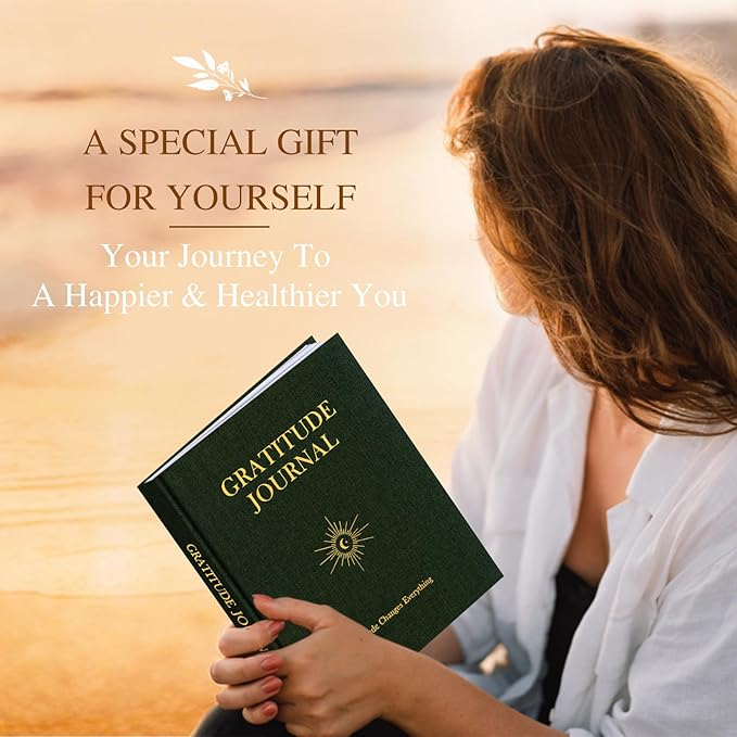 Lanpn Daily Gratitude Journal for Men Woman, 4 Month Mindfulness & Affirmation Planner, 7.8"x9.2" The 5 Minute Grateful Diary, Guided Reflection with Positivity Prompts Undated Notebook, Green